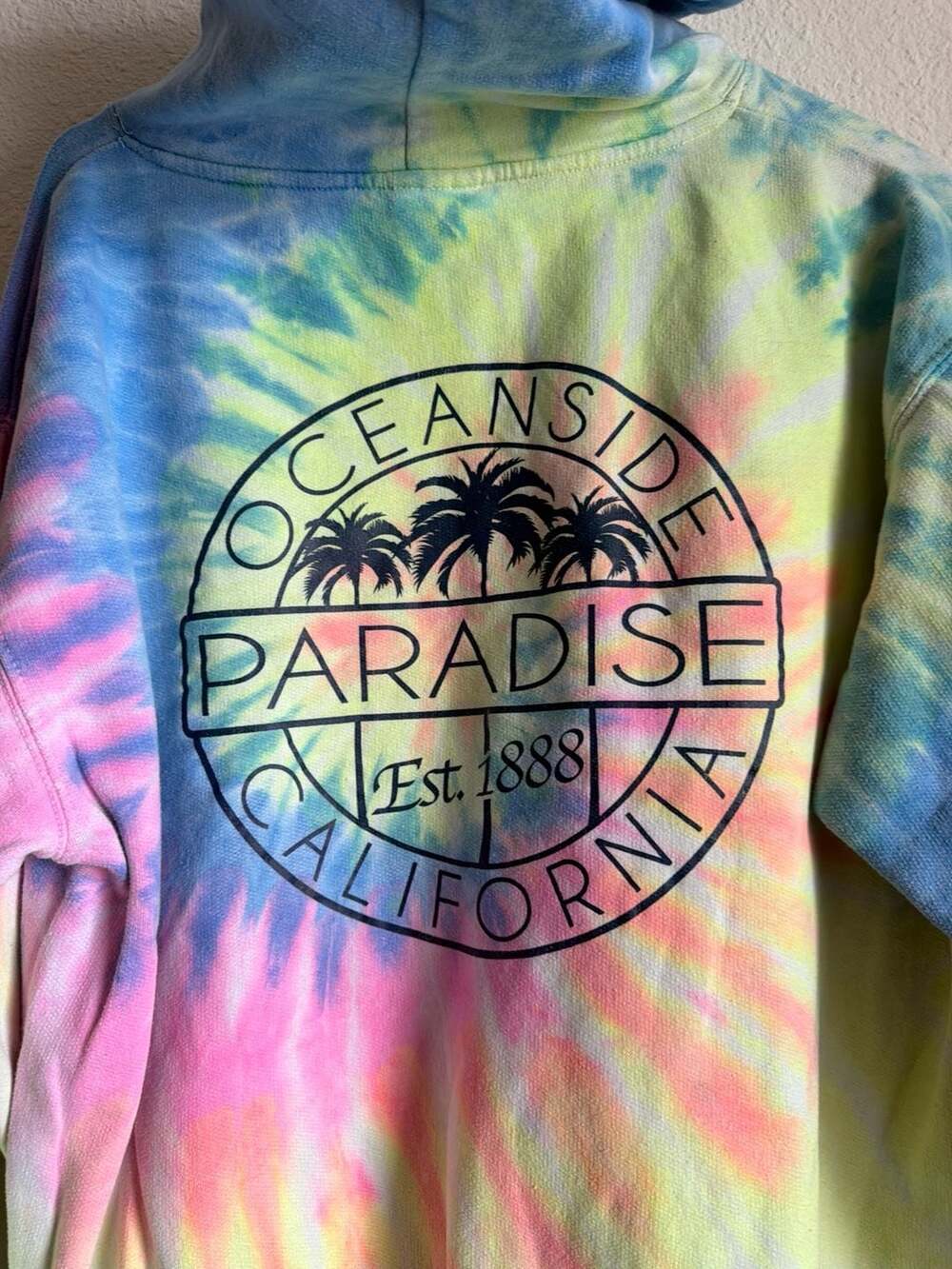 ESY Surf Co. Oceanside Paradise California Tie-Dye Hoodie Size L - Picture 7 of 8